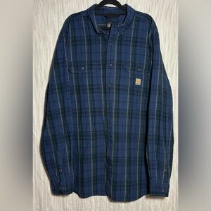 Carhartt Navy and Green Plaid Shirt